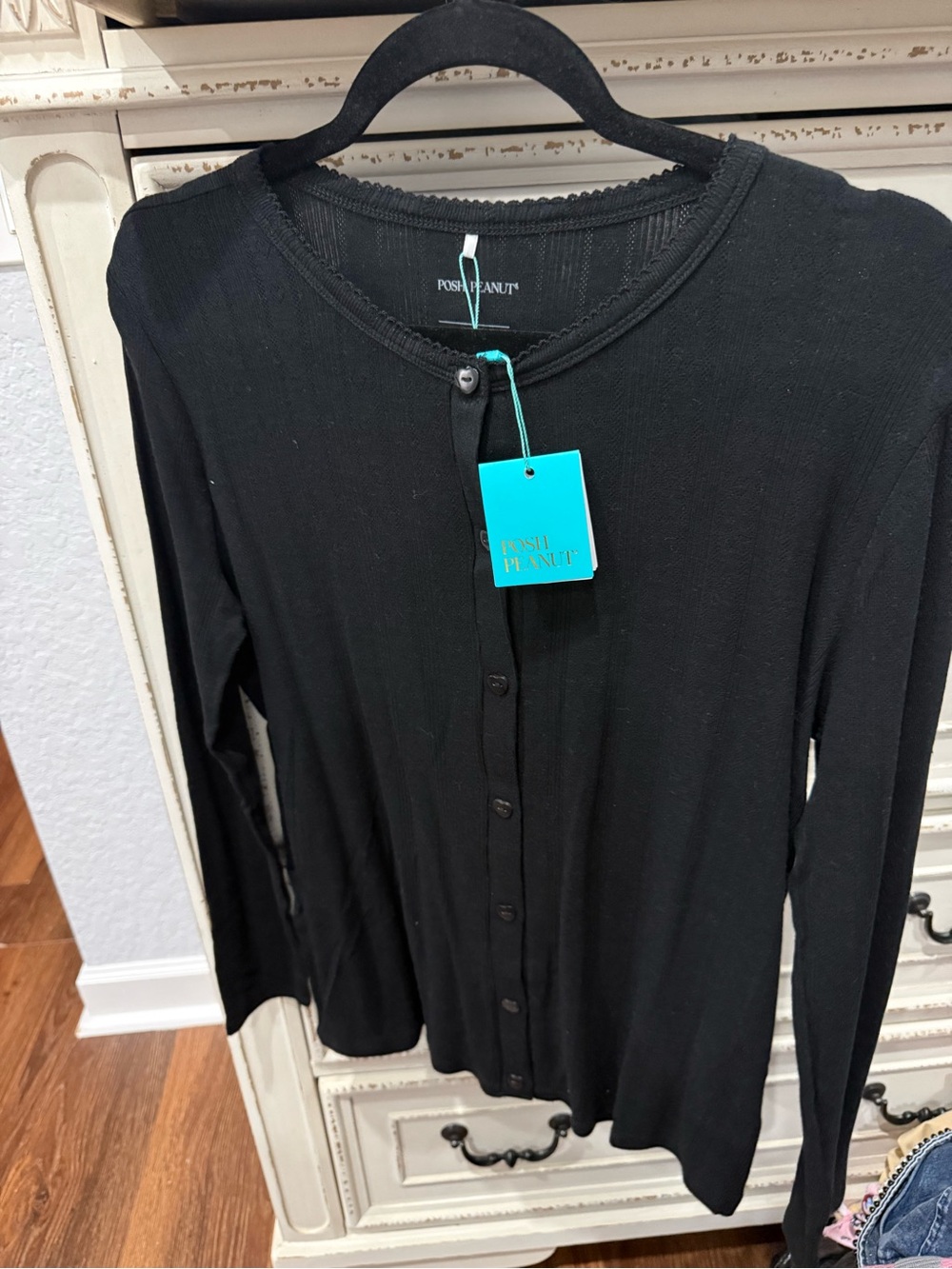 Posh Peanut Women’s Black Button-Up Long Sleeve Cardigan
